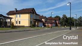  Presentation with neighborhood - Presentation featuring clean idyllic peaceful neighborhood background and a  colored foreground