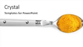  Presentation with turmeric - Theme having clean india - turmeric in spoon on white background and a white colored foreground