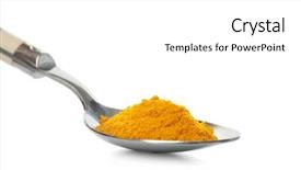  Presentation with turmeric - Colorful PPT theme enhanced with clean india - turmeric in spoon on white backdrop and a white colored foreground