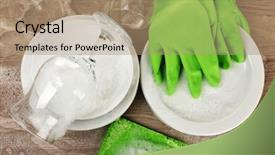  Presentation with soap foam suds - Audience pleasing PPT theme consisting of clean kitchen - dishes in foam with wisp backdrop and a coral colored foreground