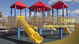  Presentation with southwestern - Beautiful PPT theme featuring clean modern public park playground backdrop and a coral colored foreground