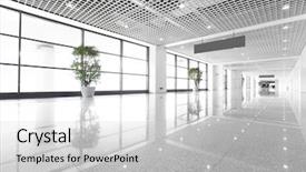  Presentation with win win in business - Slide set with clean office - hall of business building background and a light gray colored foreground