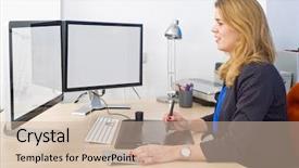  Presentation with design work - Slide deck having drill protective glasses and flashlight background and a coral colored foreground