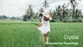  Presentation with bali - Presentation theme enhanced with discover - young girl walking in rice background and a tawny brown colored foreground