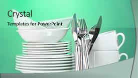  Presentation with clean up - Cool new slides with clean plates cups and cutlery backdrop and a  colored foreground
