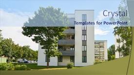  Presentation with blue sky - PPT theme consisting of clean-residential-area-with-apartment background and a sky blue colored foreground