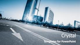  Presentation with columns ancient roman road city - Beautiful PPT theme featuring clean road of city rapid backdrop and a gray colored foreground