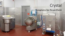  Presentation with meat processing - Presentation having clean room - professional meat processing equipment background and a light gray colored foreground