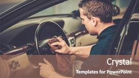  Presentation with car cleaning - PPT theme featuring clean room - worker on a car wash background and a coral colored foreground