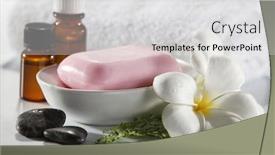  Presentation with product - Beautiful PPT theme featuring clean-shot-of-the-bath backdrop and a light gray colored foreground