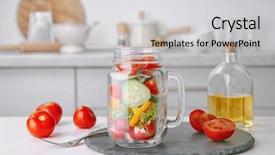  Presentation with mason jar - Slide set consisting of clean slate - delicious vegetable salad in mason background and a light gray colored foreground