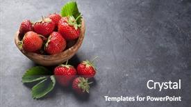  Presentation with strawberry - Presentation theme consisting of clean slate - fresh garden strawberry in bowl background and a gray colored foreground