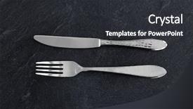  Presentation with table setting - Slides enhanced with clean slate - table setting cutlery and eating background and a dark gray colored foreground