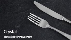  Presentation with table setting - Colorful PPT theme enhanced with clean slate - table setting cutlery and eating backdrop and a dark gray colored foreground