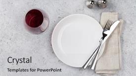  Presentation with cutlery easter table setting - Theme consisting of clean slate - table setting empty plate knife background and a light gray colored foreground