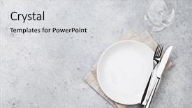  Presentation with table setting - Beautiful slides featuring clean slate - table setting empty plate knife backdrop and a light gray colored foreground