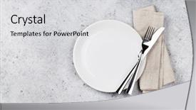  Presentation with table setting - Slides having clean slate - table setting empty plate knife background and a light gray colored foreground