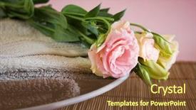  Presentation with pink flowers - Slides featuring clean-terrycloth-towels-and-beautiful background and a tawny brown colored foreground