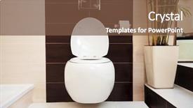  Presentation with toilet - Slide set enhanced with toilzq - hanging toilet in bathroom installation background and a tawny brown colored foreground