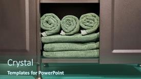  Presentation with cabinet - PPT layouts featuring clean-towels-in-a-bathroom background and a ocean colored foreground