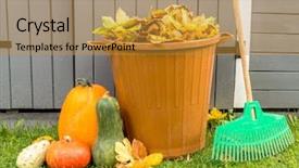  Presentation with dead leaves - Colorful slide deck enhanced with pile of dead fall leaves backdrop and a gold colored foreground