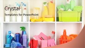  Presentation with pantry - Presentation theme featuring sanitation wipes - shelves in pantry with cleaners background and a lemonade colored foreground