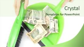  Presentation with money - PPT layouts with sweeps money in the shovel background and a mint green colored foreground