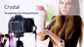  Presentation with blog - Slides enhanced with clean up files - beauty blogger filing video background and a  colored foreground