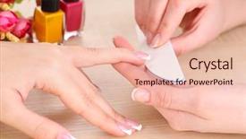  Presentation with beauty salon - Presentation theme consisting of clean up files - manicure process in beauty salon background and a lemonade colored foreground