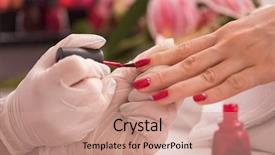  Presentation with nail salon - Presentation theme with clean up files - woman hands receiving a manicure background and a  colored foreground