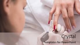  Presentation with nail salon - Beautiful theme featuring clean up files - woman hands receiving a manicure backdrop and a  colored foreground