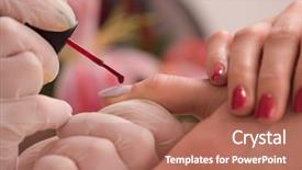  Presentation with nail salon - Colorful presentation theme enhanced with clean up files - woman hands receiving a manicure backdrop and a  colored foreground