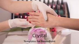  Presentation with nail salon - Amazing PPT theme having clean up files - woman hands receiving a manicure backdrop and a  colored foreground
