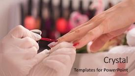  Presentation with nail salon - Amazing PPT layouts having clean up files - woman hands receiving a manicure backdrop and a  colored foreground