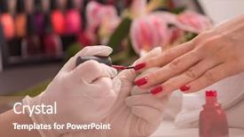  Presentation with nail salon - Colorful slides enhanced with clean up files - woman hands receiving a manicure backdrop and a  colored foreground