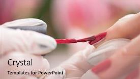  Presentation with nail salon - Presentation theme having clean up files - woman hands receiving a manicure background and a  colored foreground