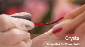  Presentation with nail salon - Slides having clean up files - woman hands receiving a manicure background and a  colored foreground