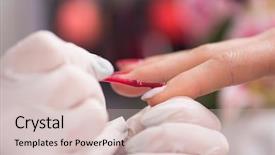  Presentation with nail salon - Amazing presentation design having clean up files - woman hands receiving a manicure backdrop and a  colored foreground