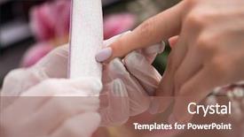  Presentation with nail salon - Audience pleasing slides consisting of clean up files - woman hands receiving a manicure backdrop and a violet colored foreground