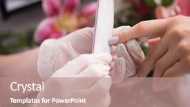  Presentation with nail salon - Slide deck consisting of clean up files - woman hands receiving a manicure background and a  colored foreground