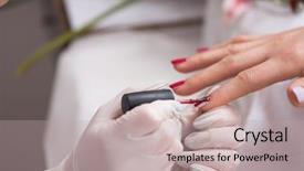  Presentation with nail salon - Audience pleasing slides consisting of clean up files - woman hands receiving a manicure backdrop and a mint green colored foreground