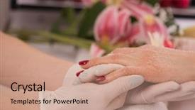  Presentation with nail salon - Colorful slide set enhanced with clean up files - woman hands receiving a manicure backdrop and a  colored foreground