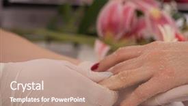  Presentation with nail salon - Slide set with clean up files - woman hands receiving a manicure background and a  colored foreground