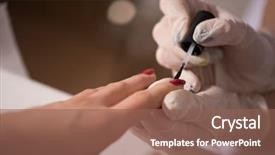  Presentation with nail salon - Presentation design enhanced with clean up files - woman hands receiving a manicure background and a  colored foreground