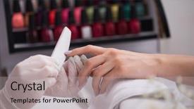  Presentation with nail salon - Cool new slide set with clean up files - woman hands receiving a manicure backdrop and a  colored foreground