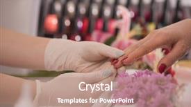  Presentation with nail salon - Beautiful theme featuring clean up files - woman hands receiving a manicure backdrop and a  colored foreground