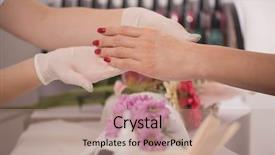  Presentation with nail salon - Slides consisting of clean up files - woman hands receiving a manicure background and a  colored foreground
