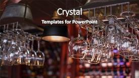  Presentation with clean - Slide deck consisting of counter - clean washed glasses hanging background and a wine colored foreground