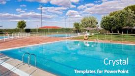  Presentation with clean water - Audience pleasing presentation design consisting of clean water in a blue swimming-pool ready for the summer backdrop and a teal colored foreground