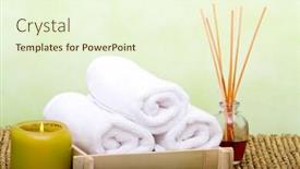  Presentation with fragrance - Amazing PPT layouts having clean-white-spa-towels backdrop and a cream colored foreground